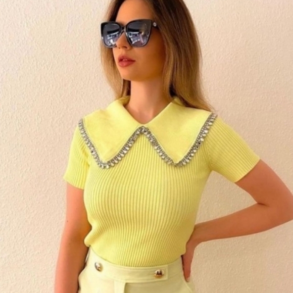 Yellow Peter Pan Collar Top from Zara - Picture 2 of 3